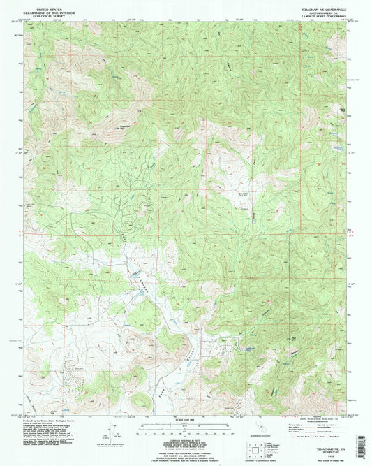 Classic USGS Tehachapi NE California 7.5'x7.5' Topo Map Image