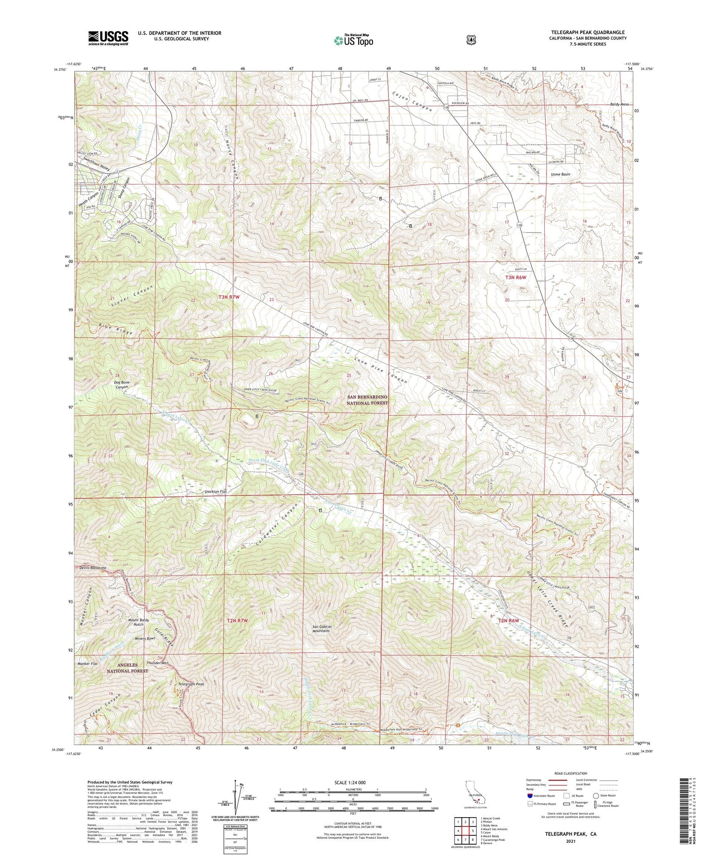 Telegraph Peak California US Topo Map Image