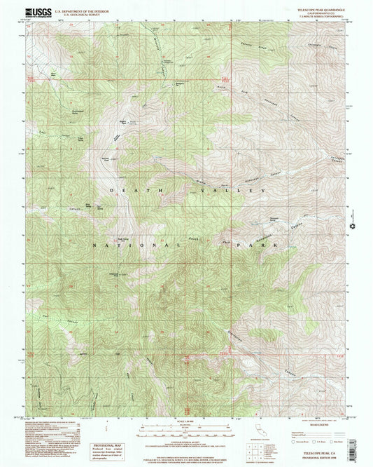 Classic USGS Telescope Peak California 7.5'x7.5' Topo Map Image