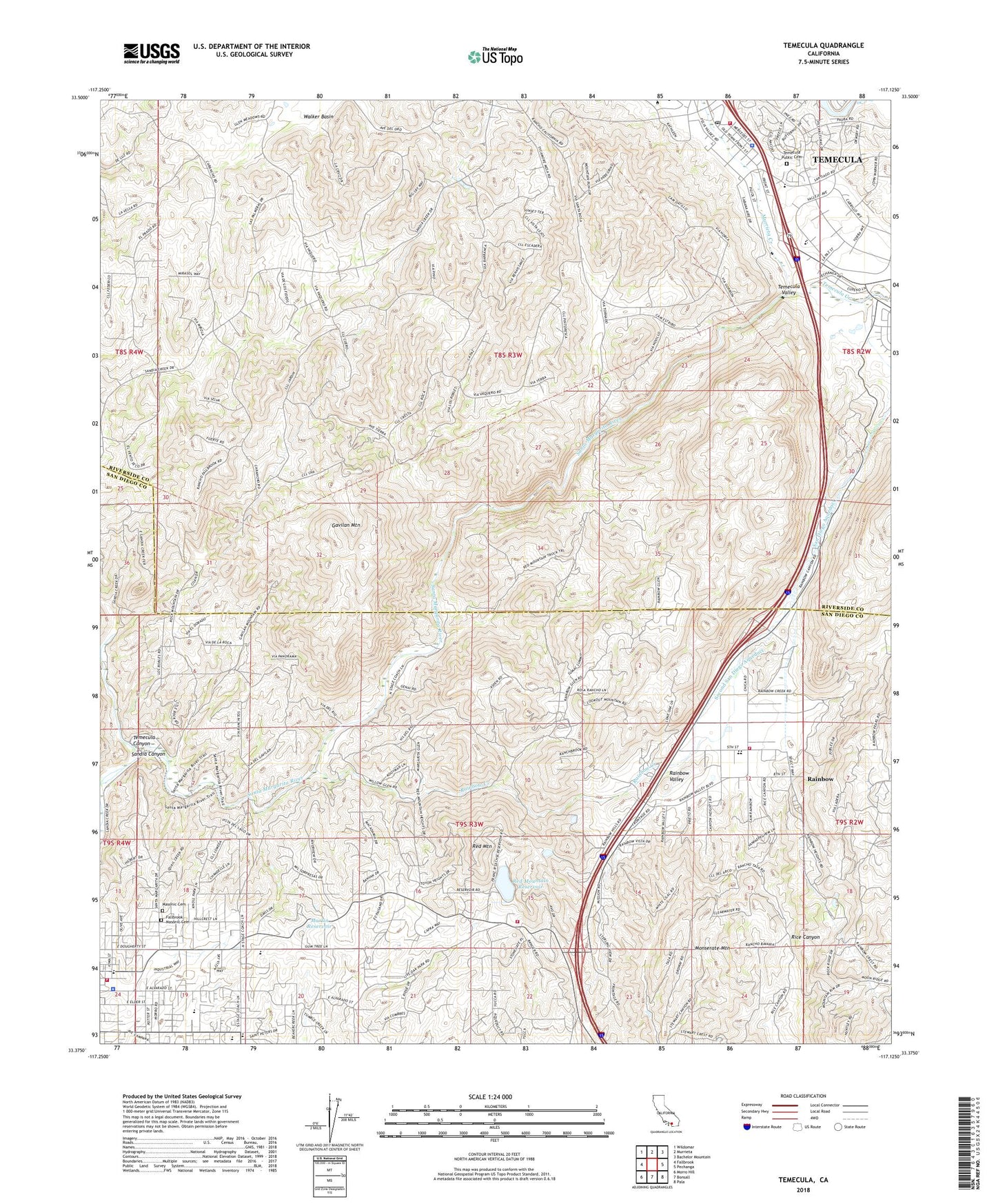 Temecula California US Topo Map Image