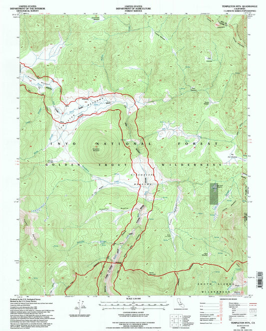 Classic USGS Templeton Mountain California 7.5'x7.5' Topo Map Image