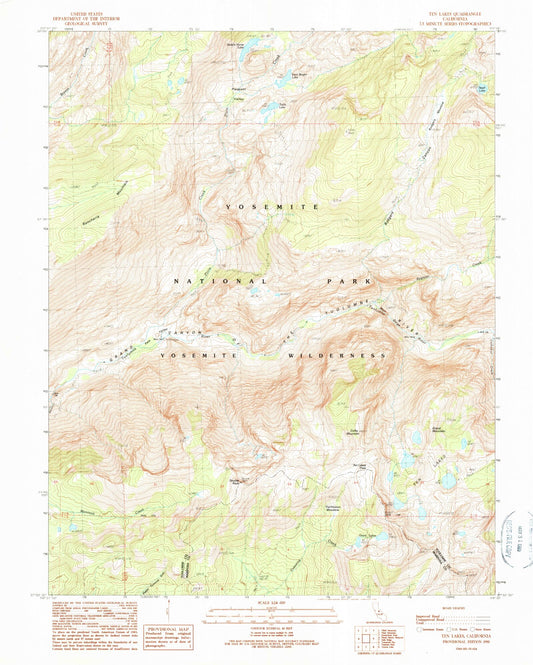 USGS Classic Ten Lakes California 7.5'x7.5' Topo Map Image