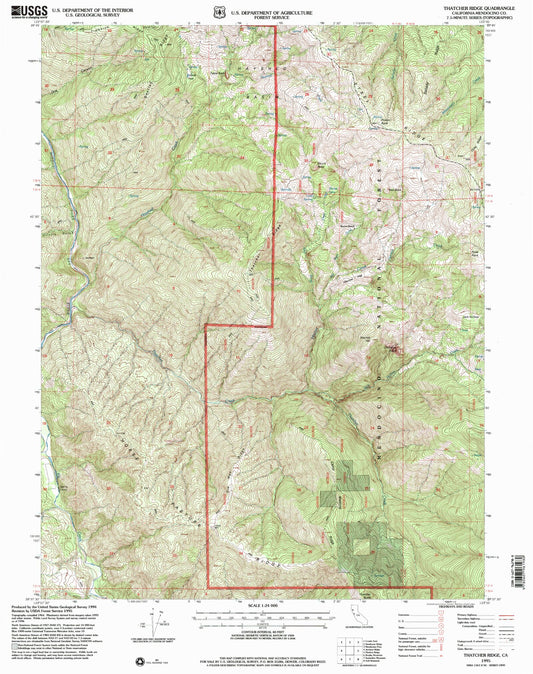 Classic USGS Thatcher Ridge California 7.5'x7.5' Topo Map Image