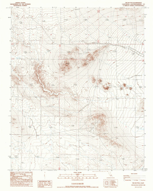 Classic USGS The Buttes California 7.5'x7.5' Topo Map Image