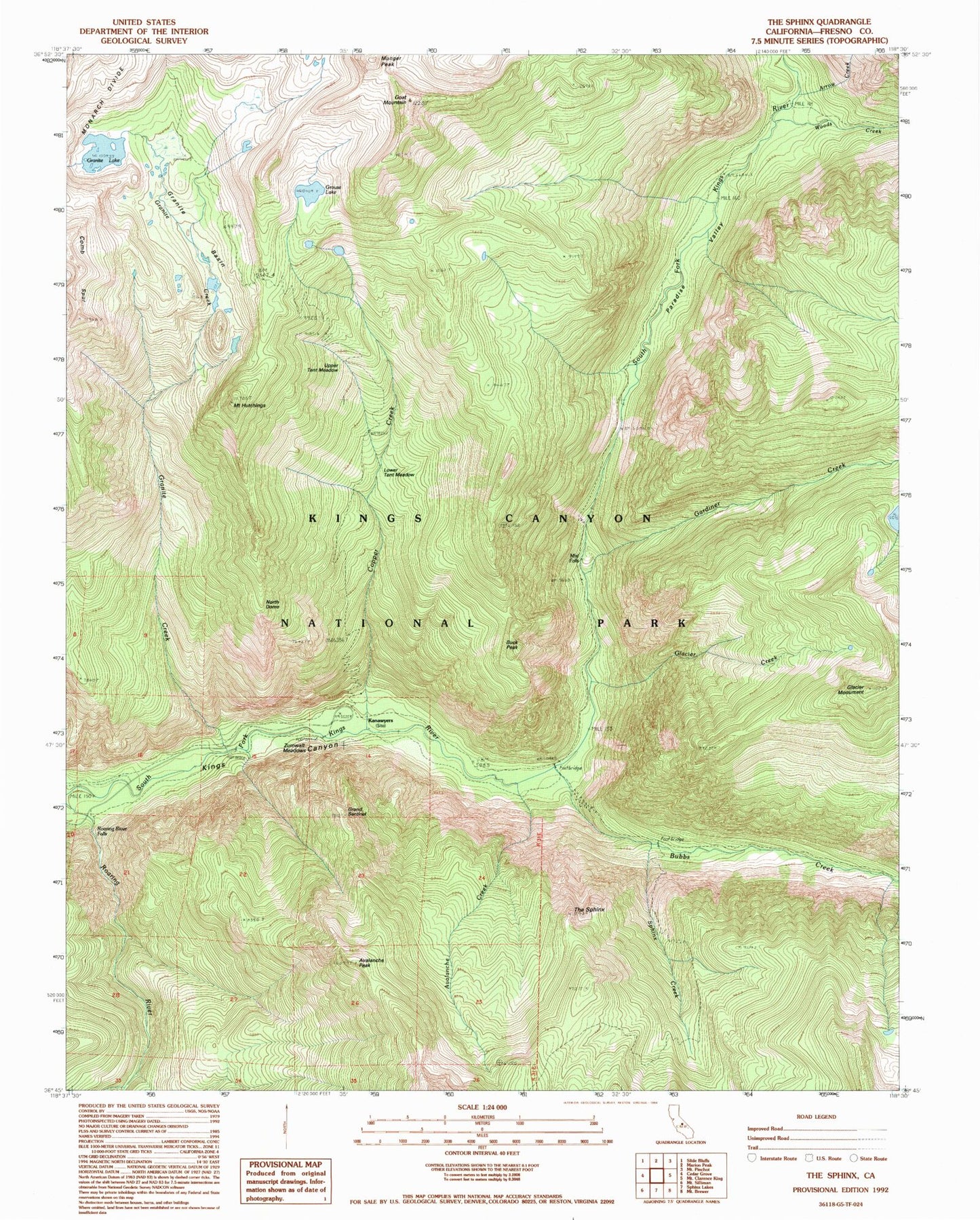 USGS Classic The Sphinx California 7.5'x7.5' Topo Map Image