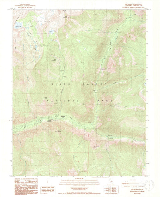USGS Classic The Sphinx California 7.5'x7.5' Topo Map Image