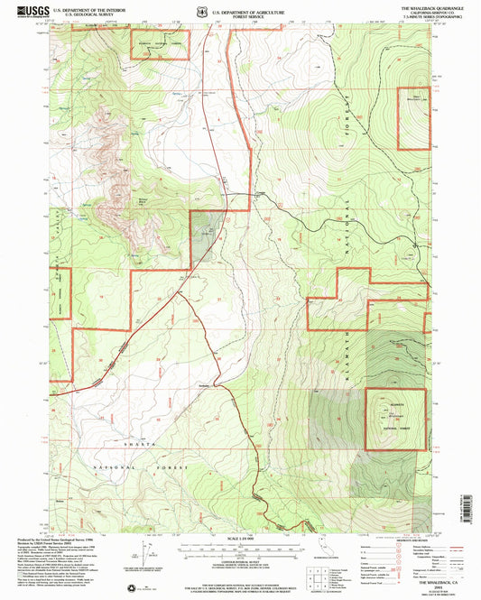 Classic USGS The Whaleback California 7.5'x7.5' Topo Map Image