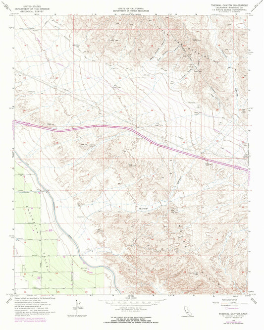 Classic USGS Thermal Canyon California 7.5'x7.5' Topo Map Image