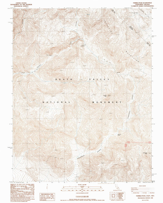 Classic USGS Thimble Peak California 7.5'x7.5' Topo Map Image