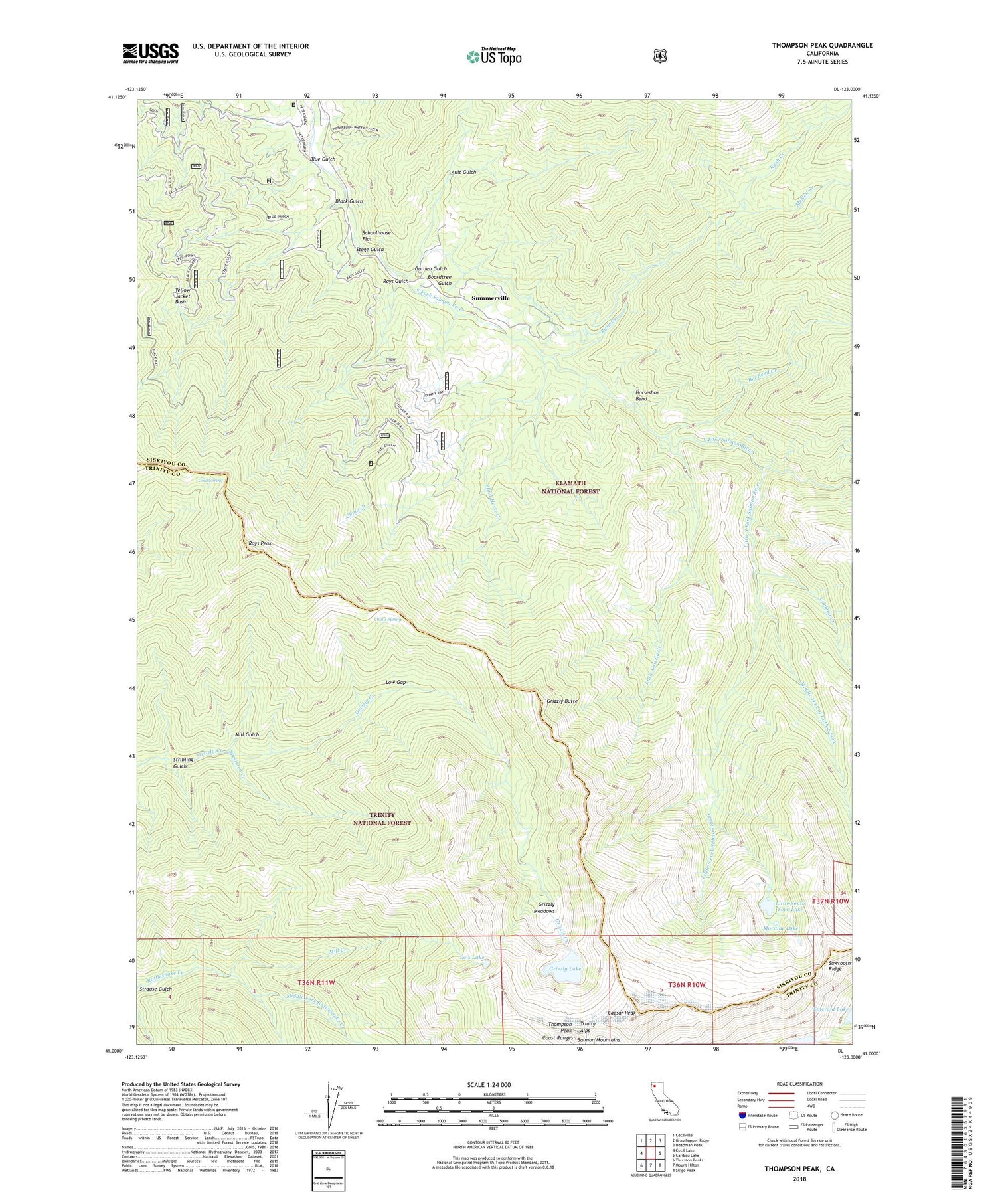 Thompson Peak California US Topo Map Image