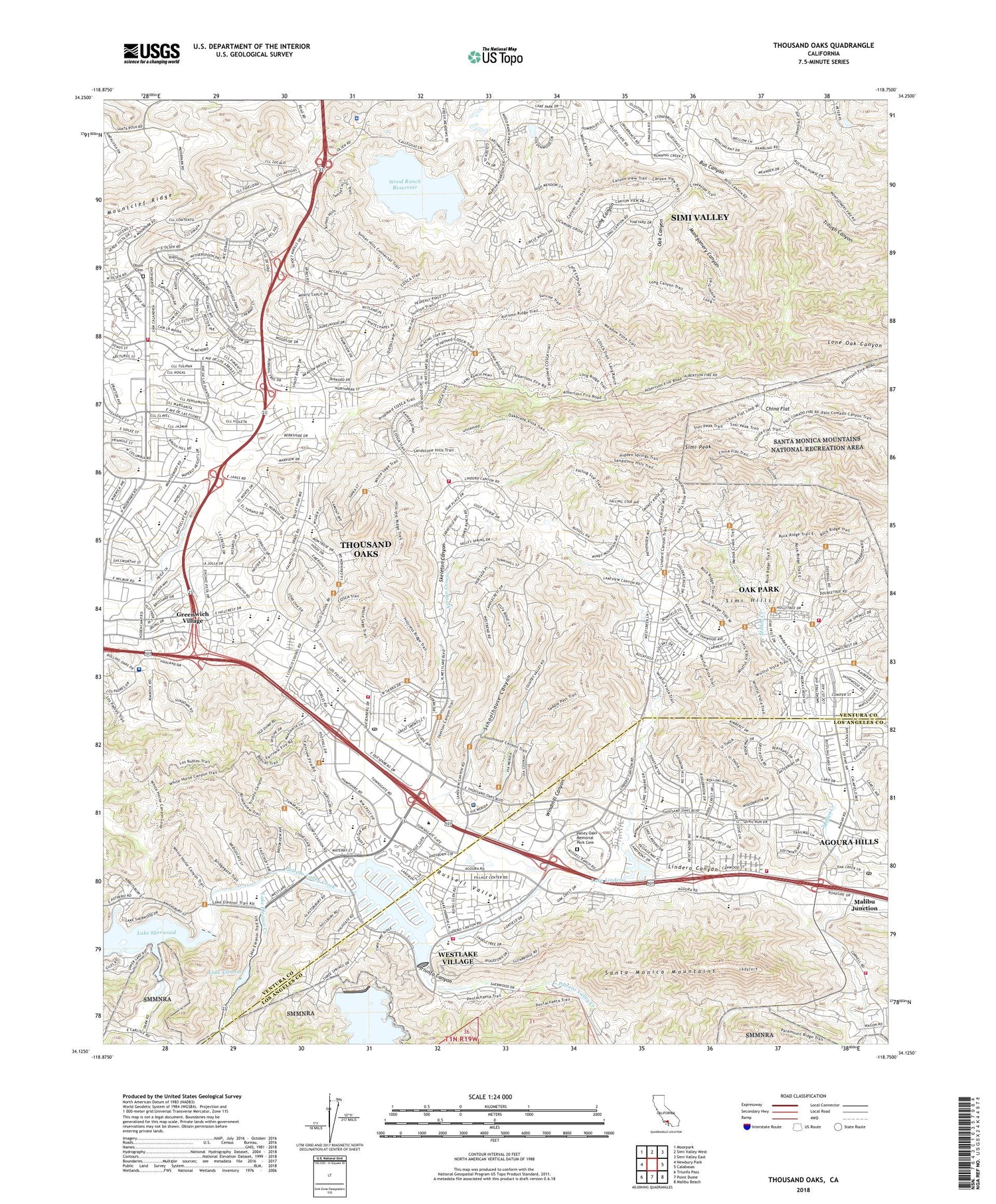 Thousand Oaks California US Topo Map Image