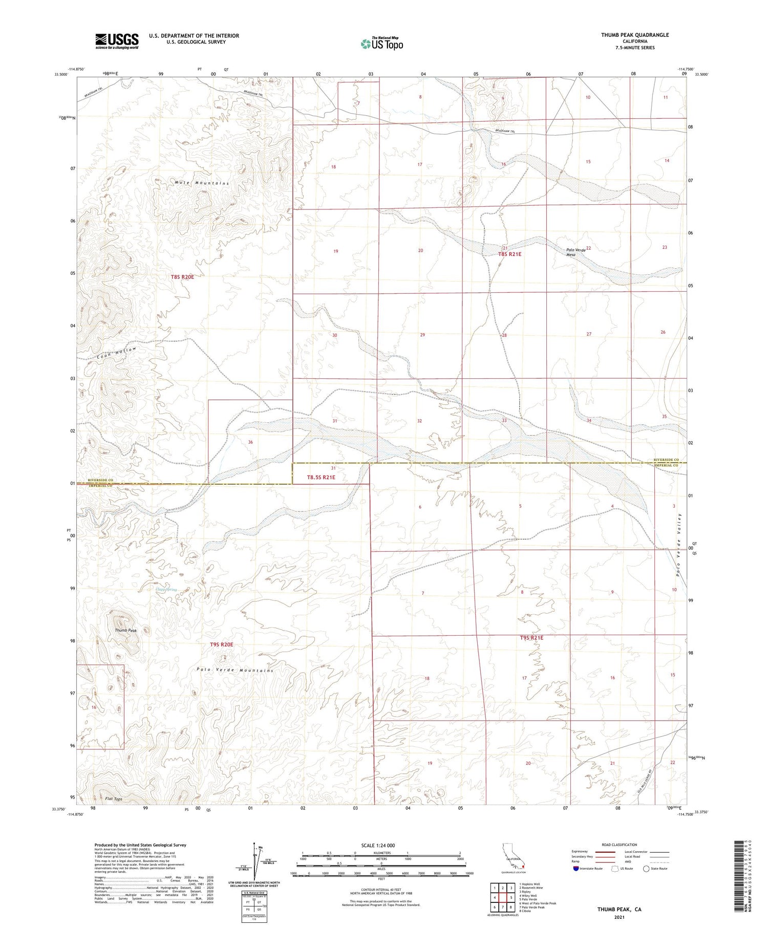 Thumb Peak California US Topo Map Image