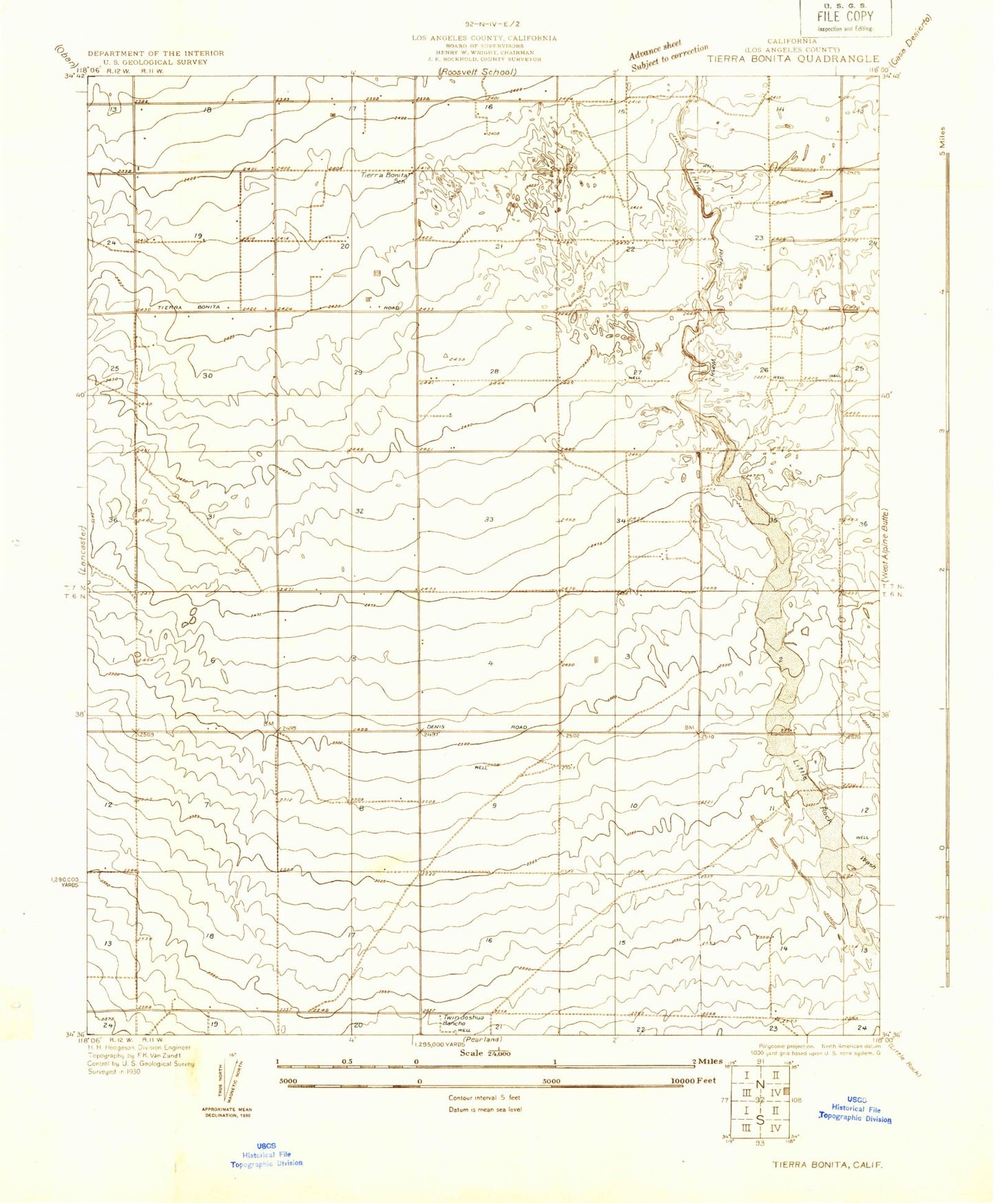 Classic USGS Tierra Bonita California 7.5'x7.5' Topo Map Image