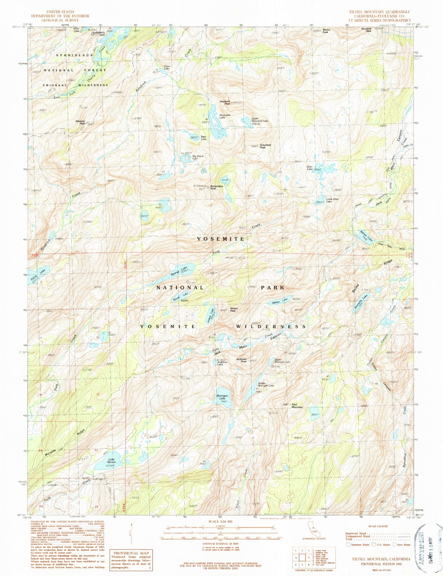 Classic USGS Tiltill Mountain California 7.5'x7.5' Topo Map Image