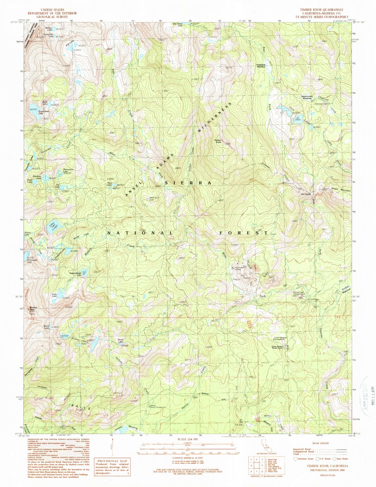 USGS Classic Timber Knob California 7.5'x7.5' Topo Map Image