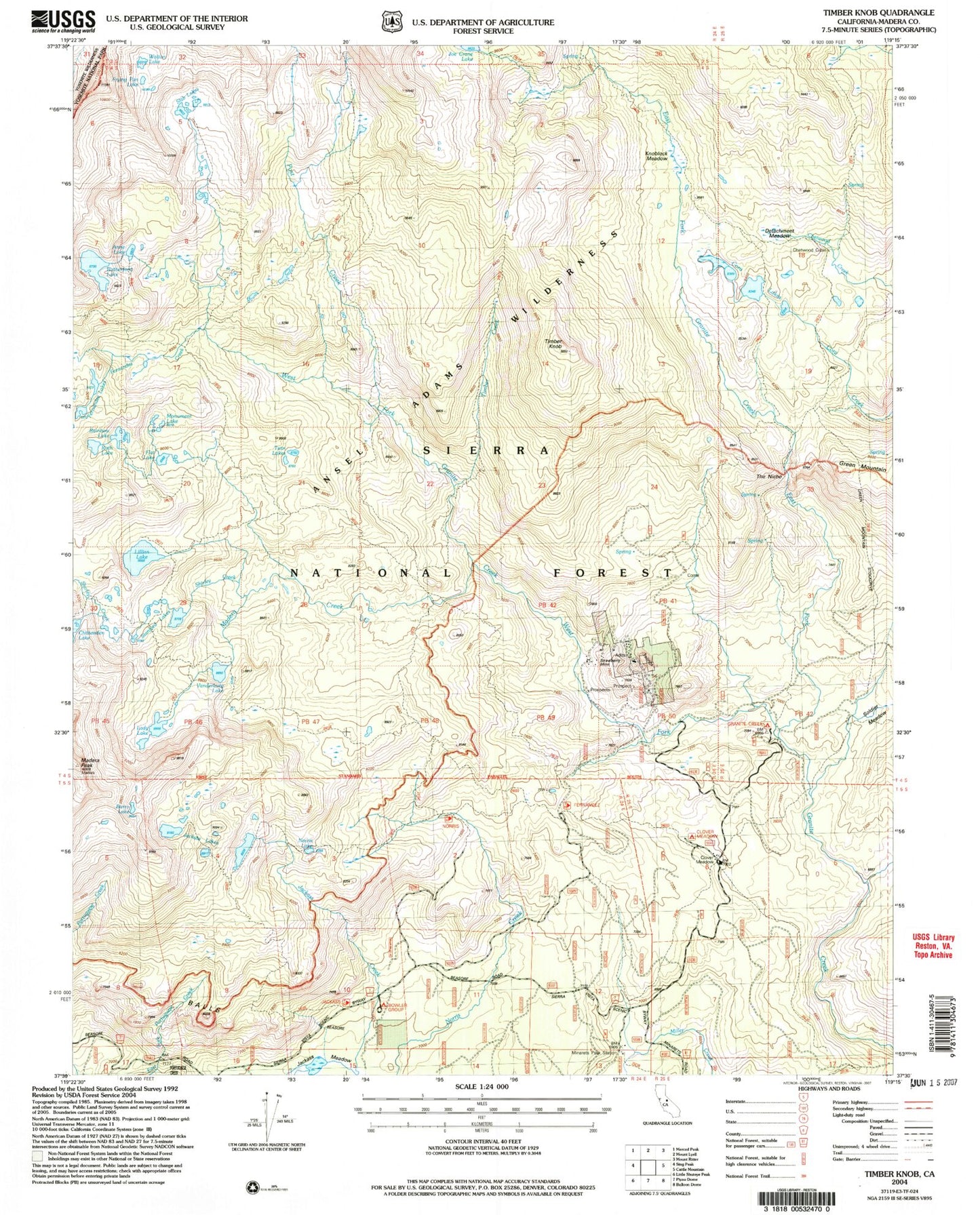 USGS Classic Timber Knob California 7.5'x7.5' Topo Map Image