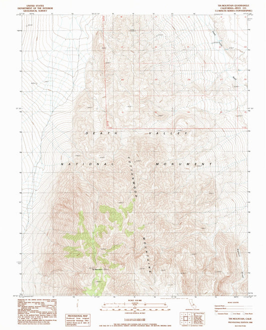 Classic USGS Tin Mountain California 7.5'x7.5' Topo Map Image