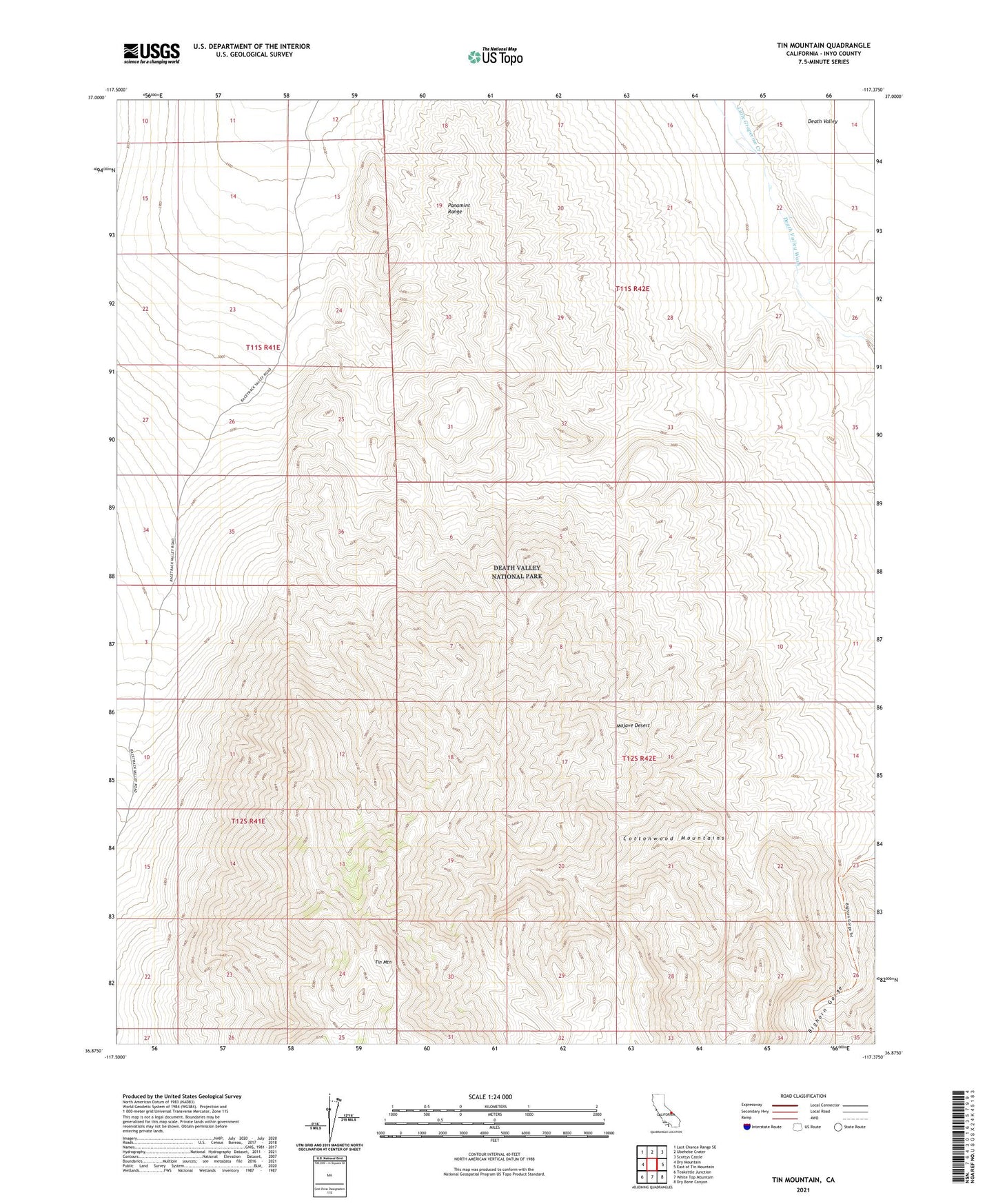 Tin Mountain California US Topo Map Image