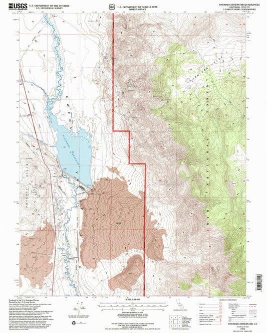 Classic USGS Tinemaha Reservoir California 7.5'x7.5' Topo Map Image
