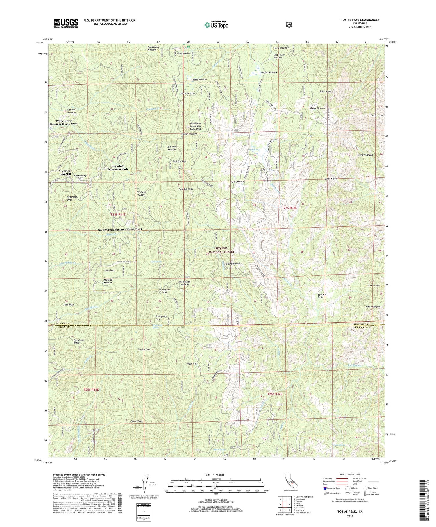 Tobias Peak California US Topo Map Image