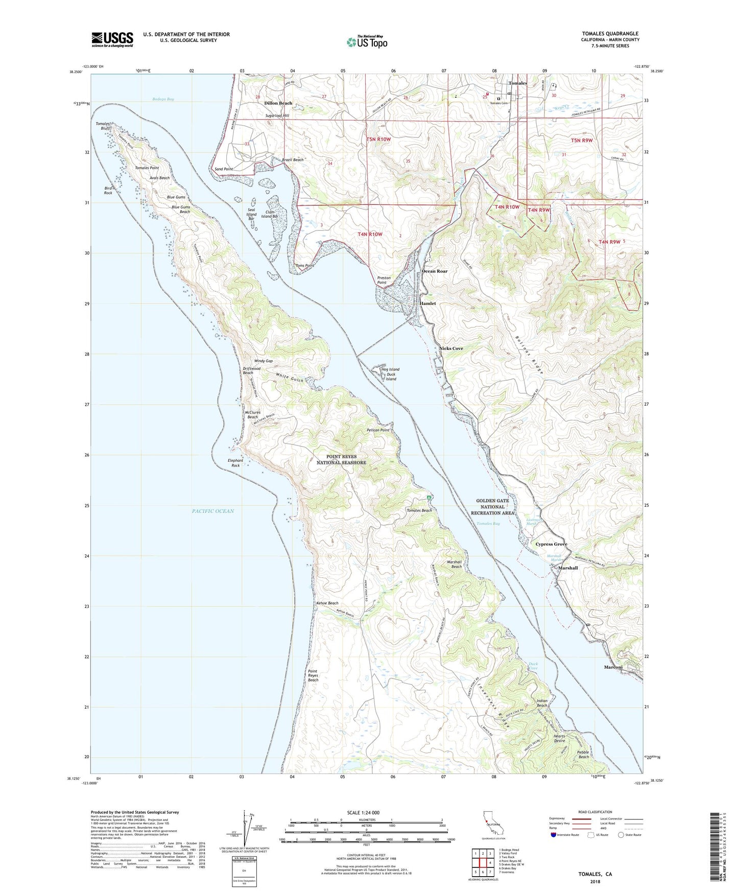 Tomales California US Topo Map Image