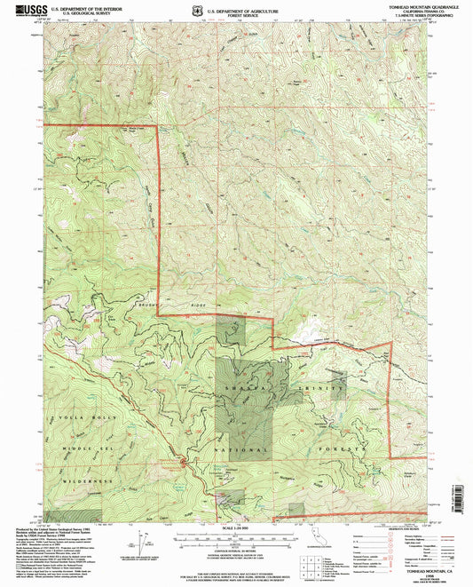 Classic USGS Tomhead Mountain California 7.5'x7.5' Topo Map Image