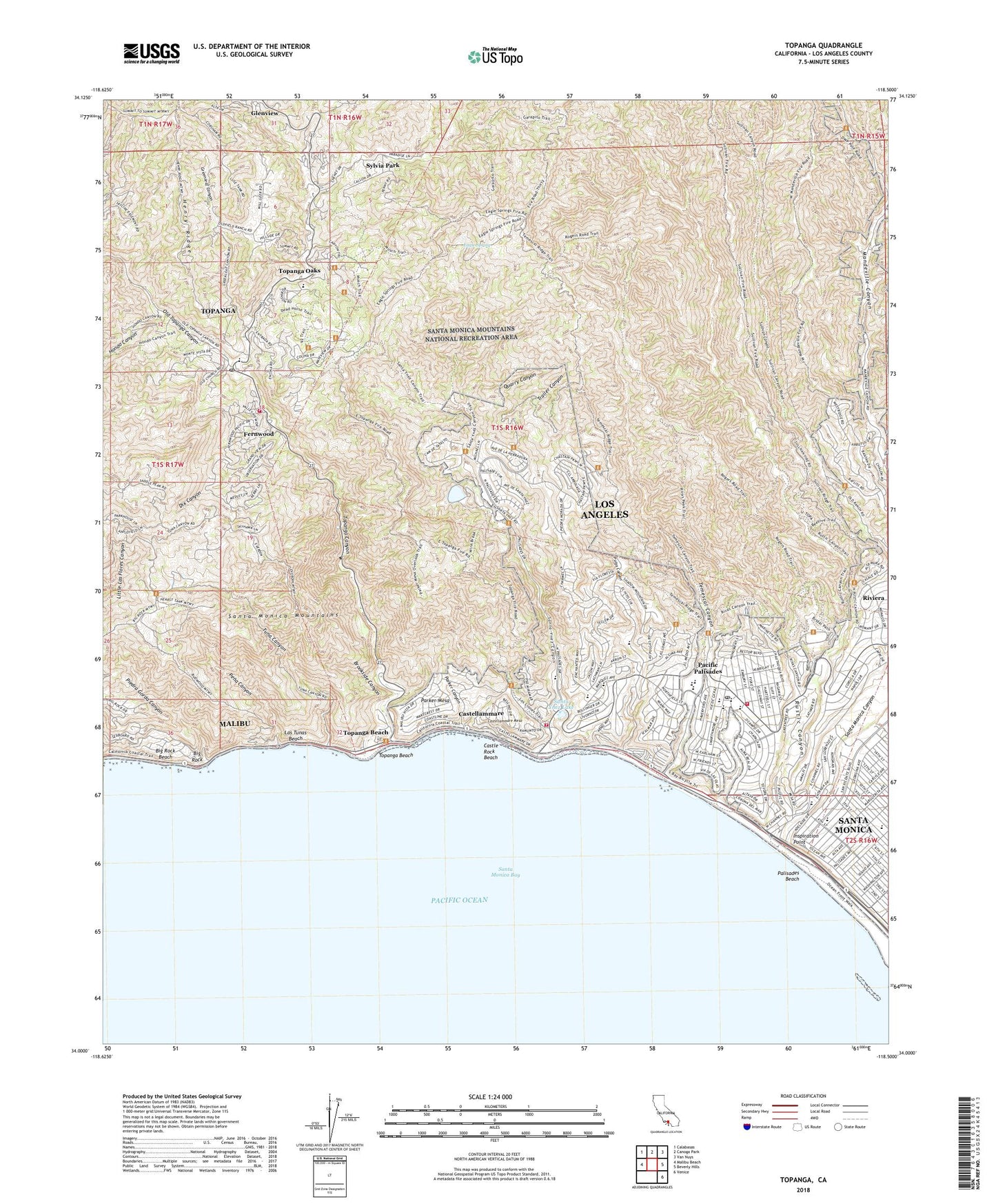 Topanga California US Topo Map Image
