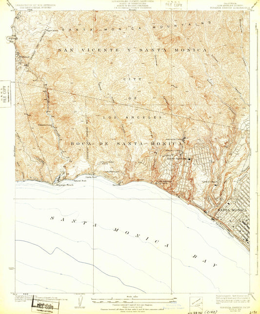 Classic USGS Topanga Canyon California 7.5'x7.5' Topo Map Image