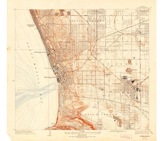 Classic USGS Torrance California 7.5'x7.5' Topo Map Image