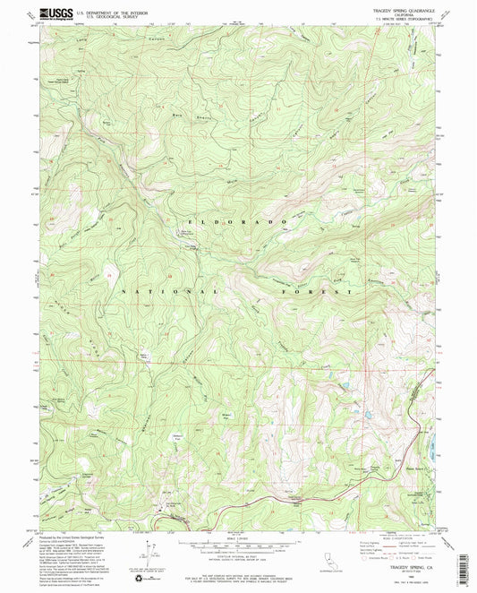 Classic USGS Tragedy Spring California 7.5'x7.5' Topo Map Image