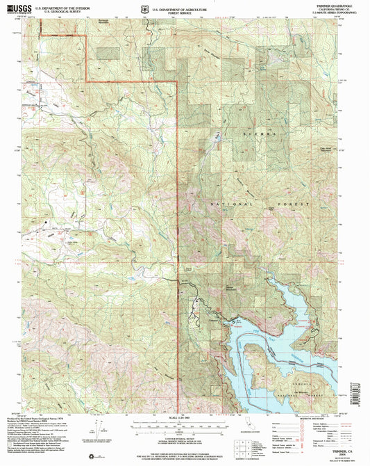 Classic USGS Trimmer California 7.5'x7.5' Topo Map Image