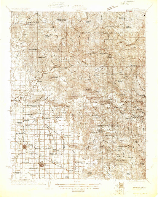Historic 1922 Dinuba California 30'x30' Topo Map Image
