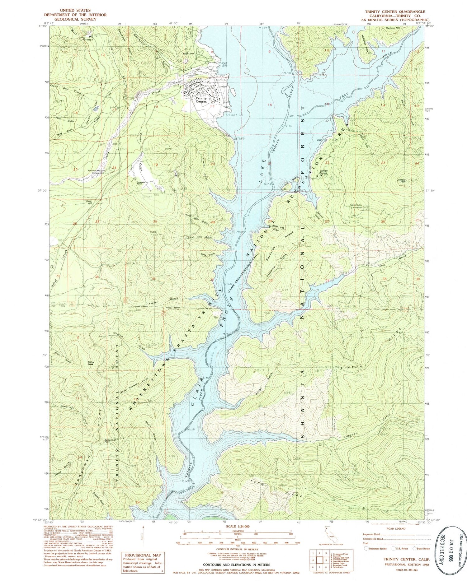 Classic USGS Trinity Center California 7.5'x7.5' Topo Map Image