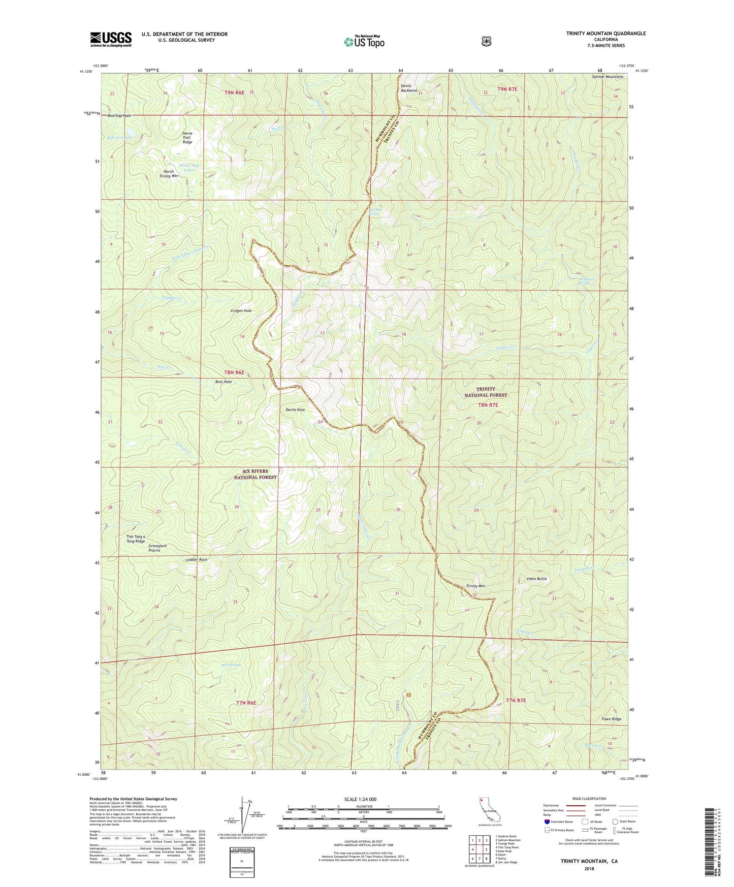 Trinity Mountain California US Topo Map Image