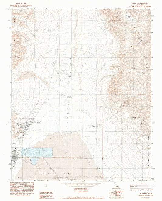 Classic USGS Trona East California 7.5'x7.5' Topo Map Image