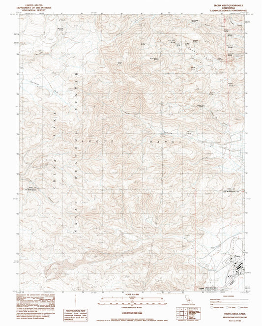 Classic USGS Trona West California 7.5'x7.5' Topo Map Image