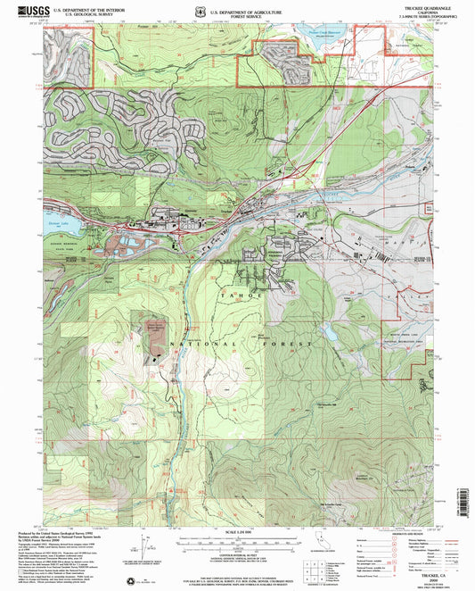 Classic USGS Truckee California 7.5'x7.5' Topo Map Image