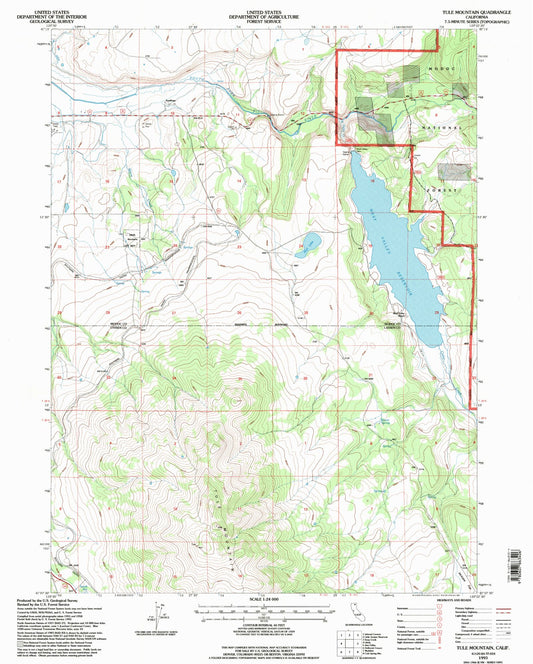 Classic USGS Tule Mountain California 7.5'x7.5' Topo Map Image