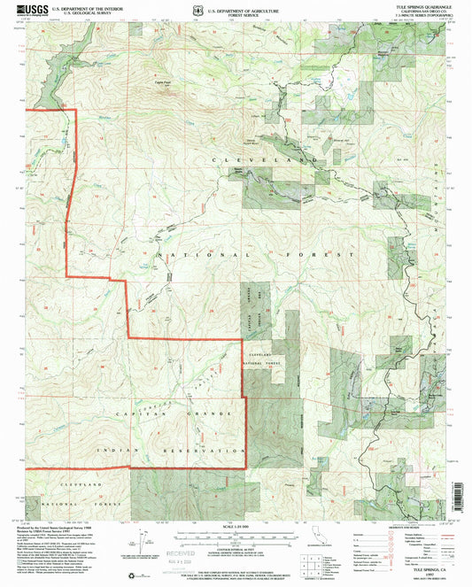 Classic USGS Tule Springs California 7.5'x7.5' Topo Map Image