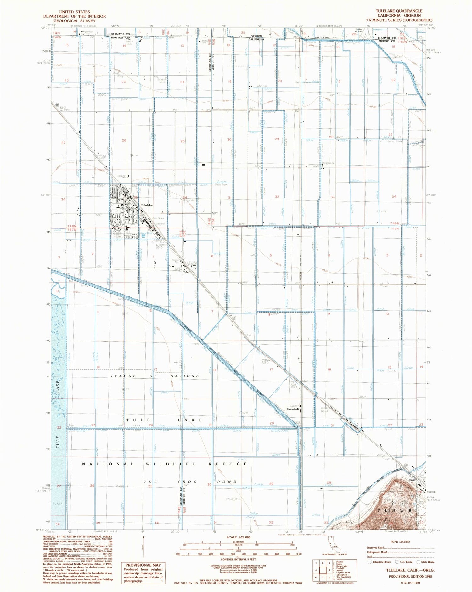 Classic USGS Tulelake California 7.5'x7.5' Topo Map Image