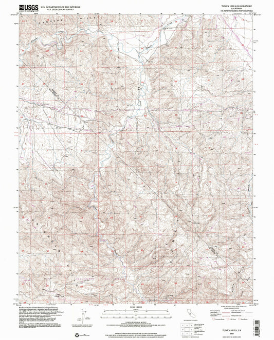 Classic USGS Tumey Hills California 7.5'x7.5' Topo Map Image