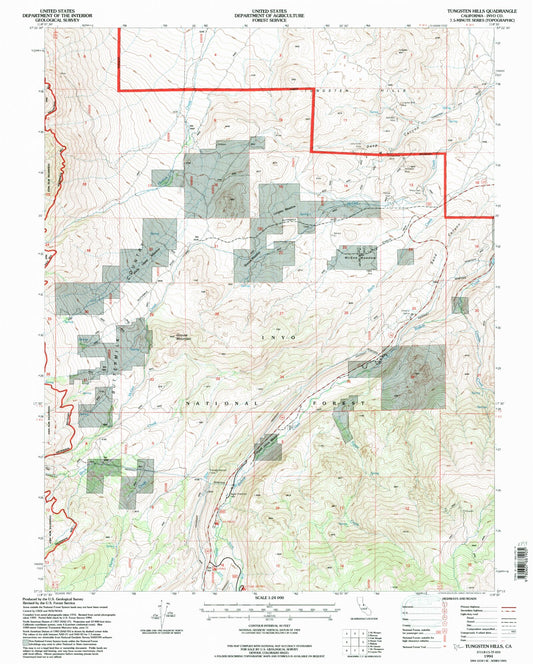 Classic USGS Tungsten Hills California 7.5'x7.5' Topo Map Image