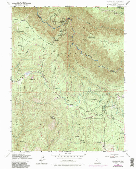 Classic USGS Tunnel Hill California 7.5'x7.5' Topo Map Image