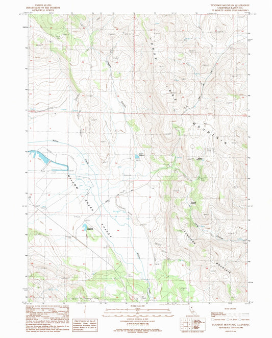 Classic USGS Tunnison Mountain California 7.5'x7.5' Topo Map Image