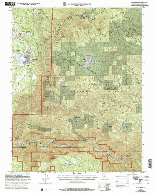 Classic USGS Tuolumne California 7.5'x7.5' Topo Map Image