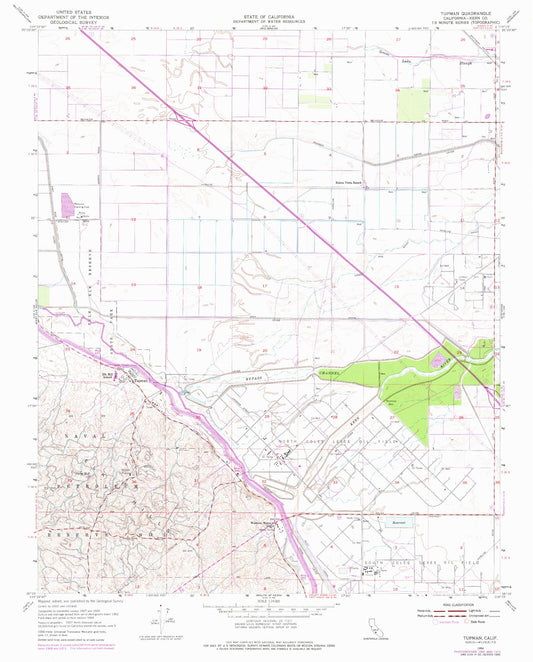 Classic USGS Tupman California 7.5'x7.5' Topo Map Image
