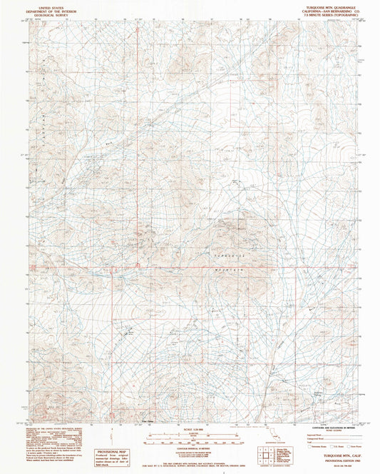 Classic USGS Turquoise Mountain California 7.5'x7.5' Topo Map Image