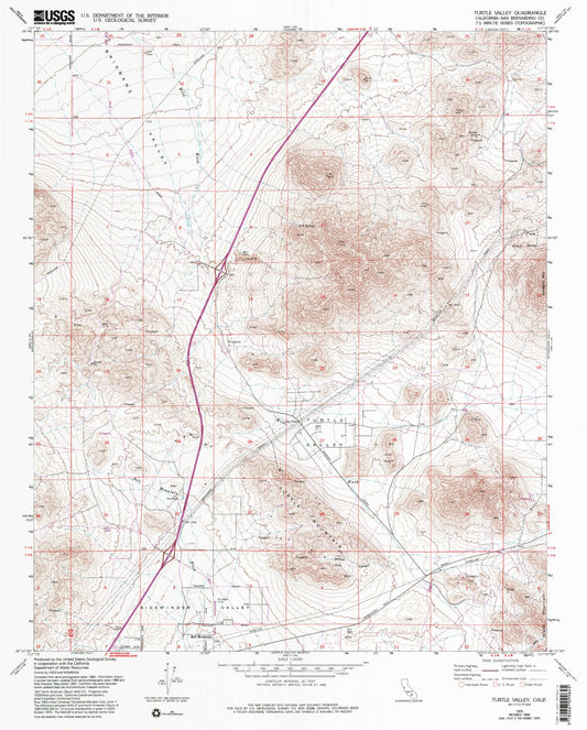 Classic USGS Turtle Valley California 7.5'x7.5' Topo Map Image