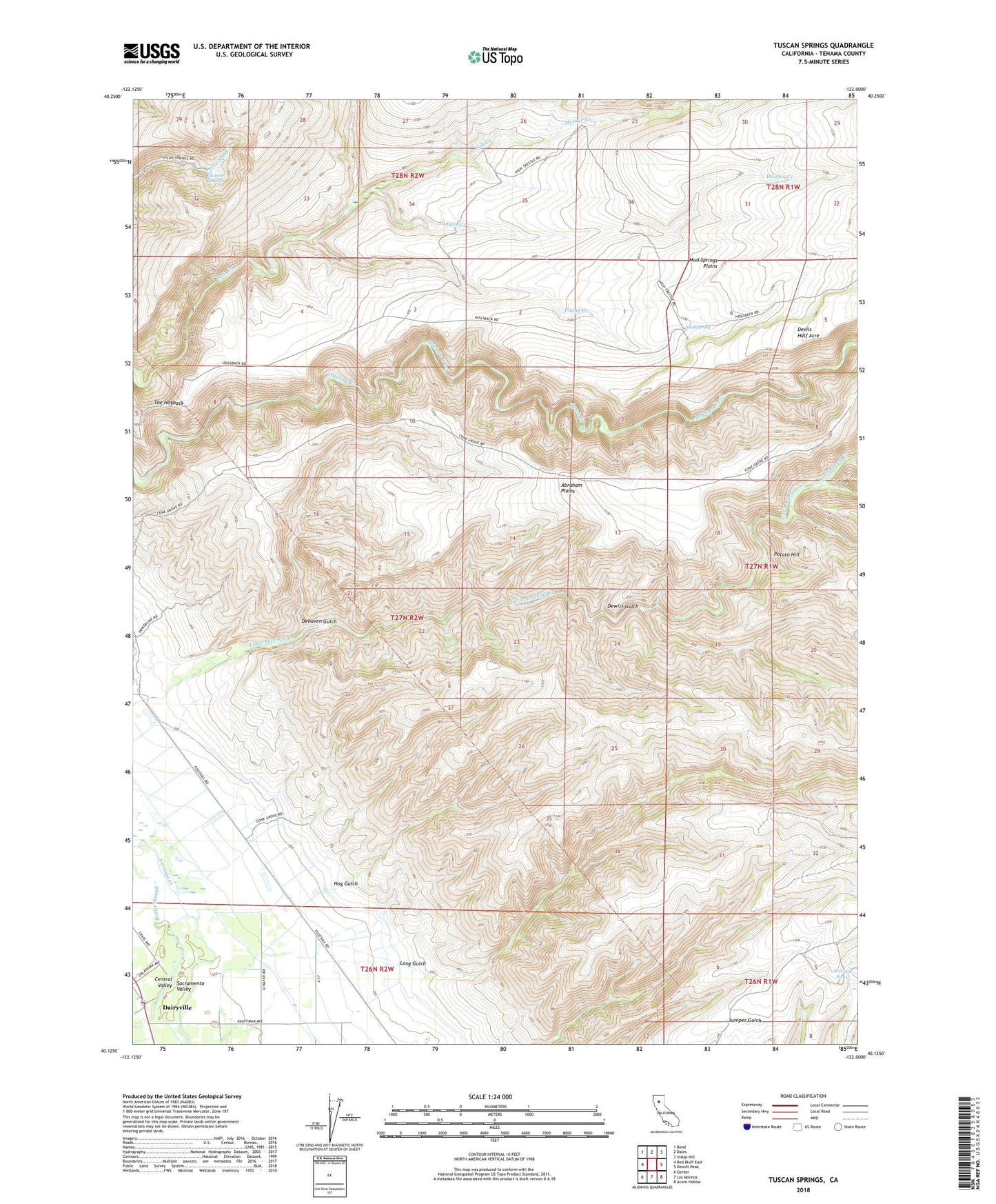 Tuscan Springs California US Topo Map Image