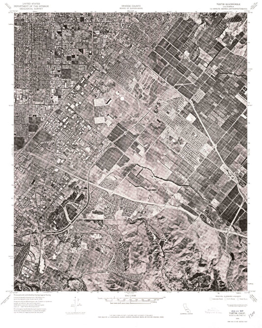 Classic USGS Tustin California 7.5'x7.5' Topo Map Image